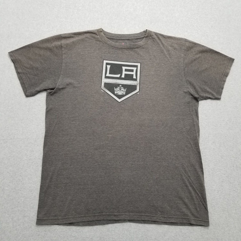 LA Kings Hockey Shirt Mens Large‎ Gray Short Sleeve Crew Neck Majestic